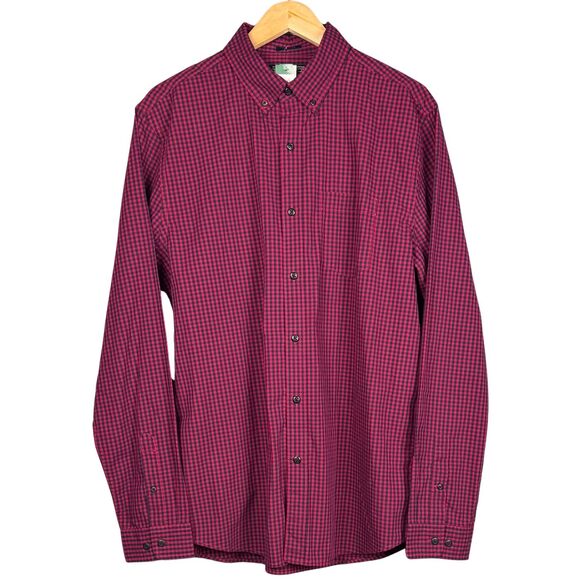 Rye by Hawker Rye Shirt Mens Long Sleeve‎ Button Down Check Large Tall Burgundy - Picture 1 of 8